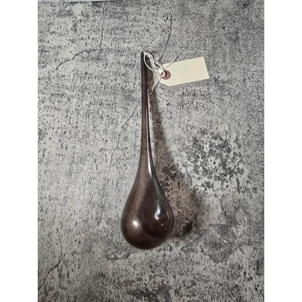 Jim Marvin Christmas Translucent Gray Blown Glass Long Teardrop Ornament 9